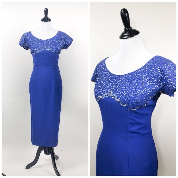 Bombshell! Vintage 1950s Bright Royal Blue Sequin