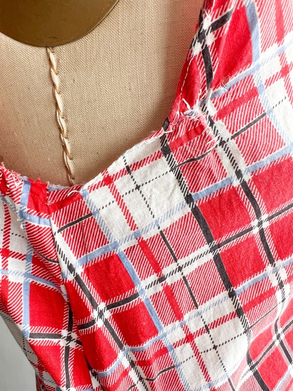 Sweet Vintage 1930s Red Plaid Cotton Wrap House D… - image 7