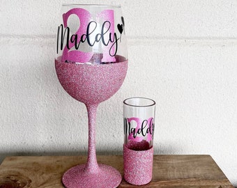 Celebration wine glass and Shot glass bundle