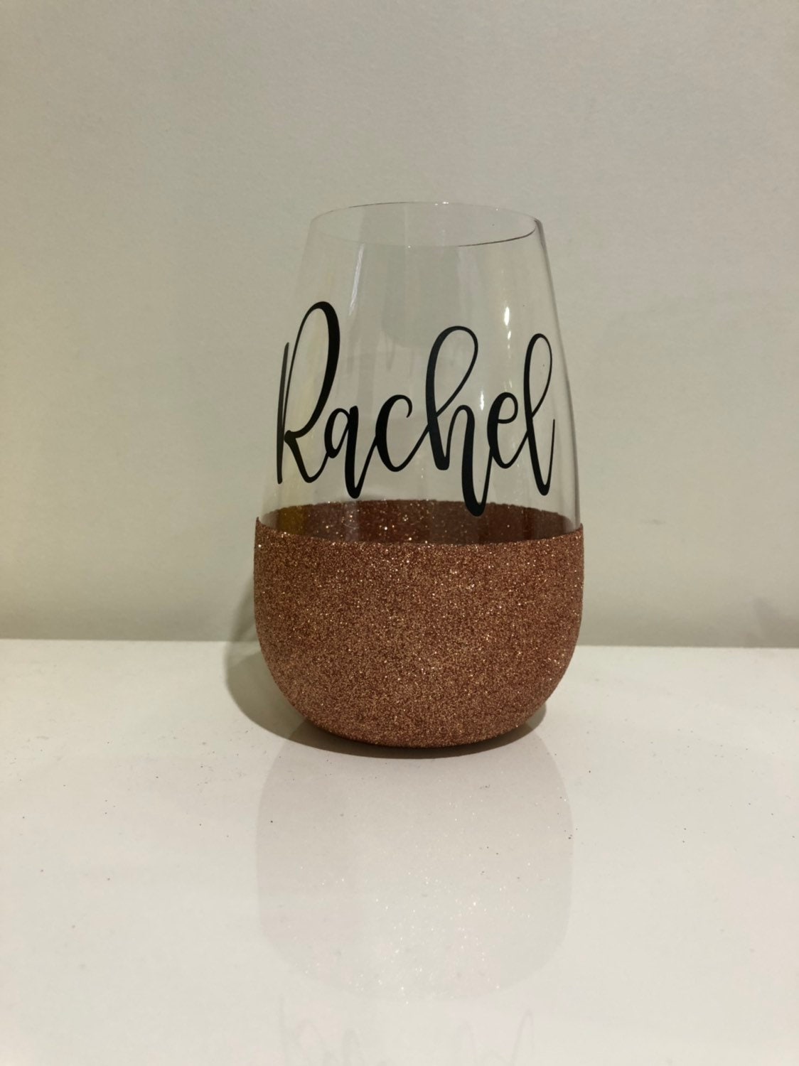 Stemless Wines Glasses with glittered bottom Etsy