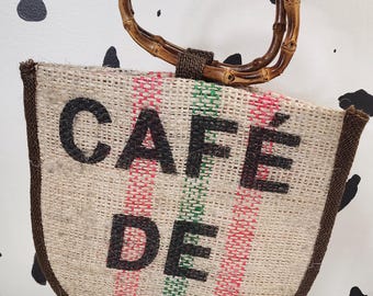 Tote Bag - Burlap Bag - Top Handle Bag - Handle Bag - Top Handle Purse