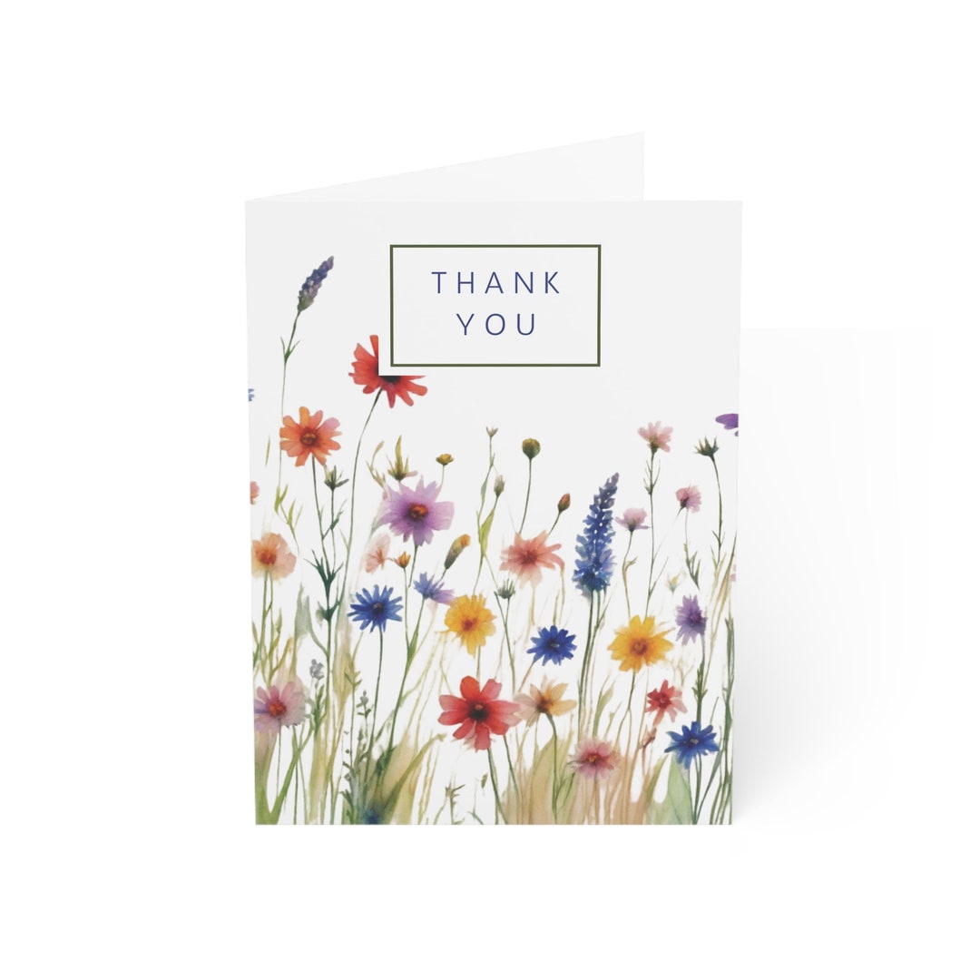 Floral Wildflower Blank Thank You Card Set With Envelopes - Etsy