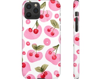 Cherry Phone Case // Cherry Print, Watercolor Cherry, Pink Cherries, Galaxy, iPhone, Google Pixel