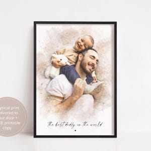 Personalised Watercolour Family Portrait Print, Custom Photo Art Gift image 1