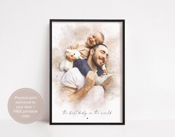 Personalised Watercolour Family Portrait Print, Custom Photo Art Gift
