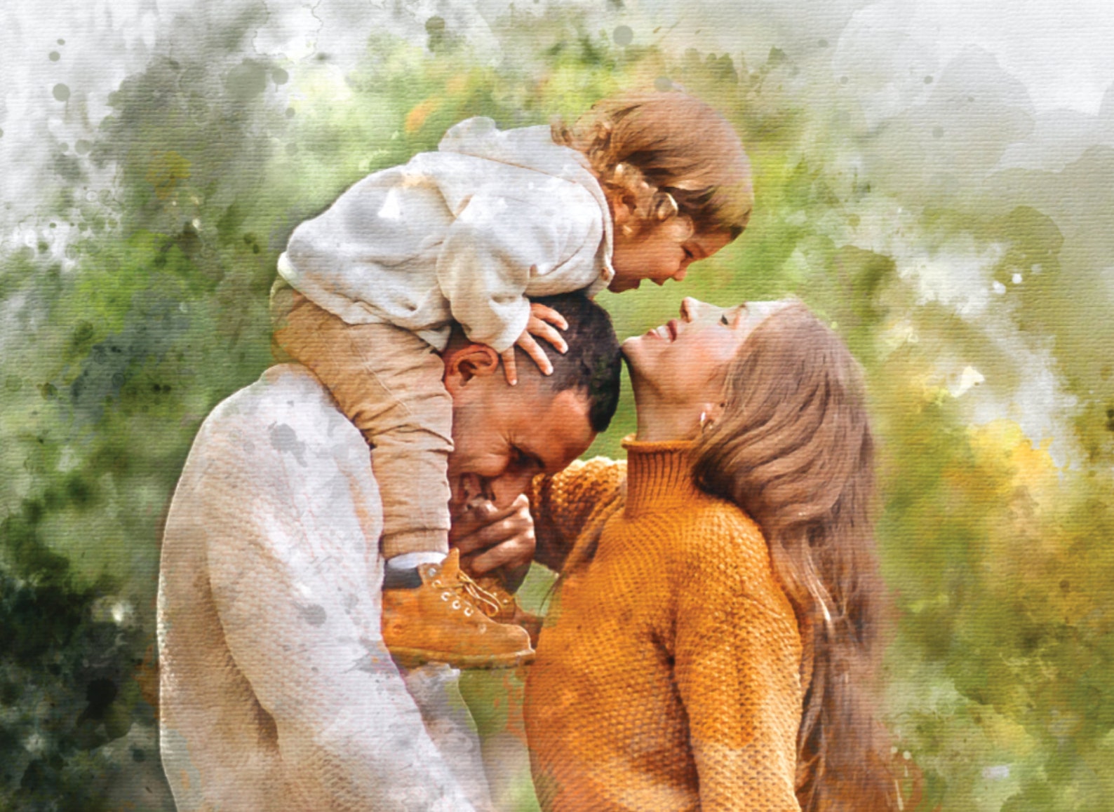 Custom Watercolour Family Portrait Personalised Watercolour | Etsy