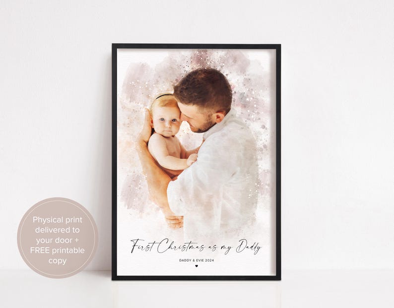 Personalised Watercolour Family Portrait Print, Custom Photo Art Gift image 5