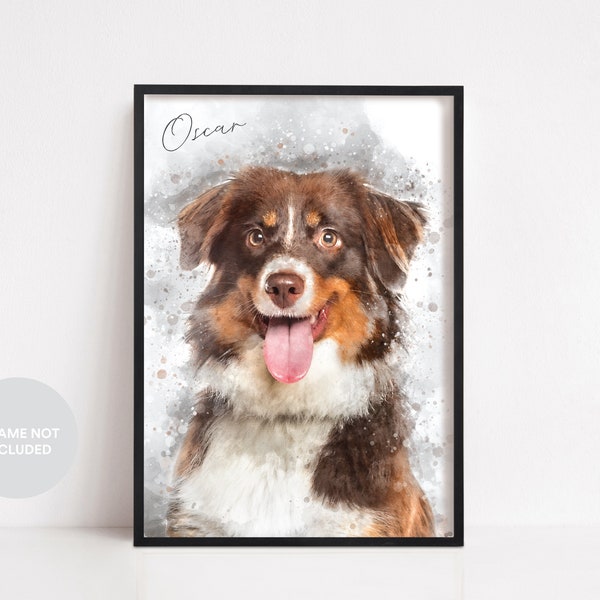 Retrato de mascota en acuarela personalizado, retrato de mascota, retrato de perro personalizado, ilustración de mascota, regalo para amantes de las mascotas, regalo de Navidad, impresión artística de mascotas