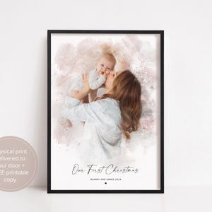 Personalised Watercolour Family Portrait Print, Custom Photo Art Gift image 4