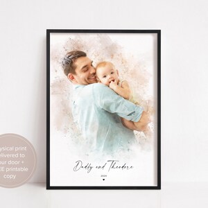 Personalised Watercolour Family Portrait Print, Custom Photo Art Gift image 3