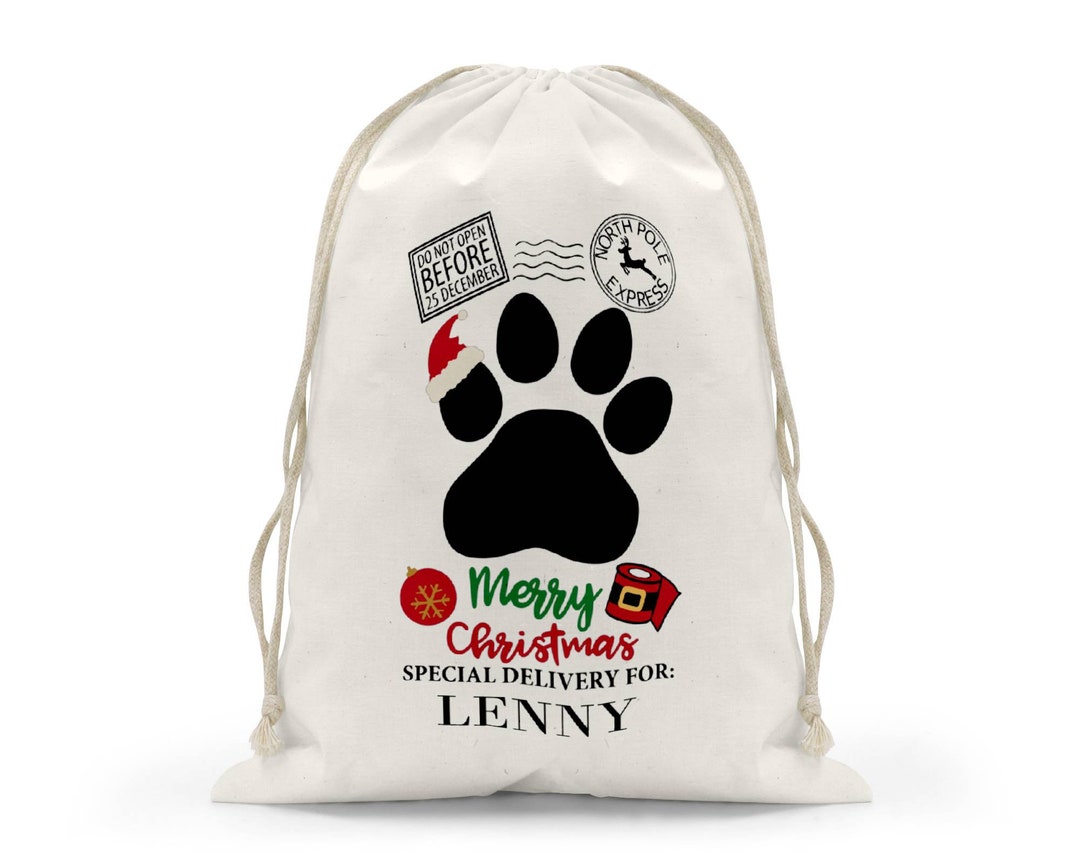 Personalised Dog Christmas Bag 30x40cm Santa Paws Dog Etsy