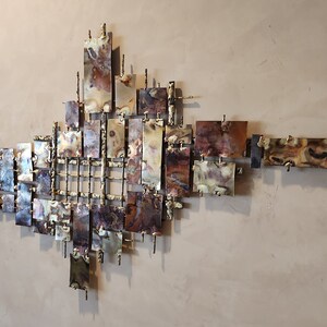 Wall sculpture, Mid Century modern, Brutalist, Brass, copper, art sculpture, wall art