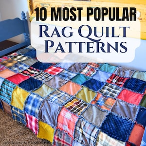 83-Page Rag Quilt Pattern Book PDF | 10 Easy Quilt Patterns for Beginners, How to Make Rag Quilts, DIY Quilting Tutorial Ebook | 50.00 Value