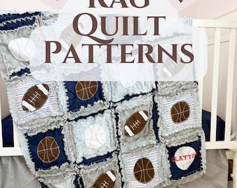 10 Applique Rag Quilt Patterns | Flowers, Sports, Tractors, Owls (PDF Download)