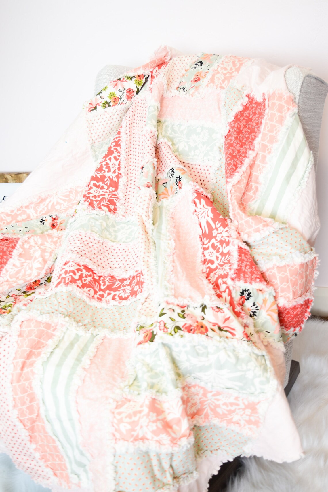 Rail Fence Rag Quilt Pattern for Throw Size Rag Quilt Can Be Etsy