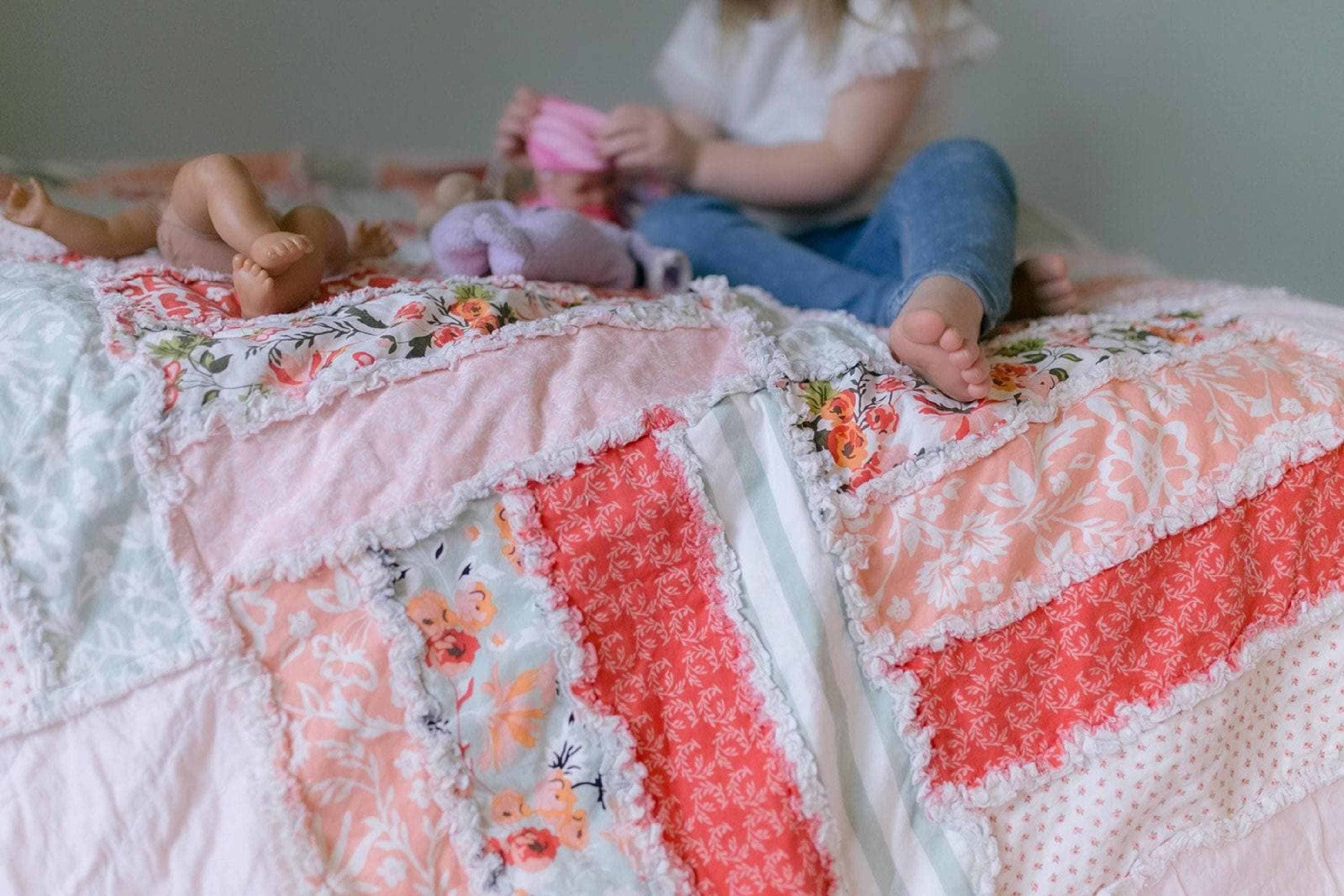 Rail Fence Rag Quilt Pattern for Throw Size Rag Quilt - Can be Easily Made into Larger or Smaller Quilts