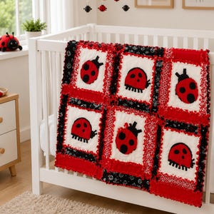 Ladybug Rag Quilt Pattern PDF | Car Seat Canopy Applique Baby Blanket Sewing Tutorial | Easy Beginner Shower Gift Instant Download