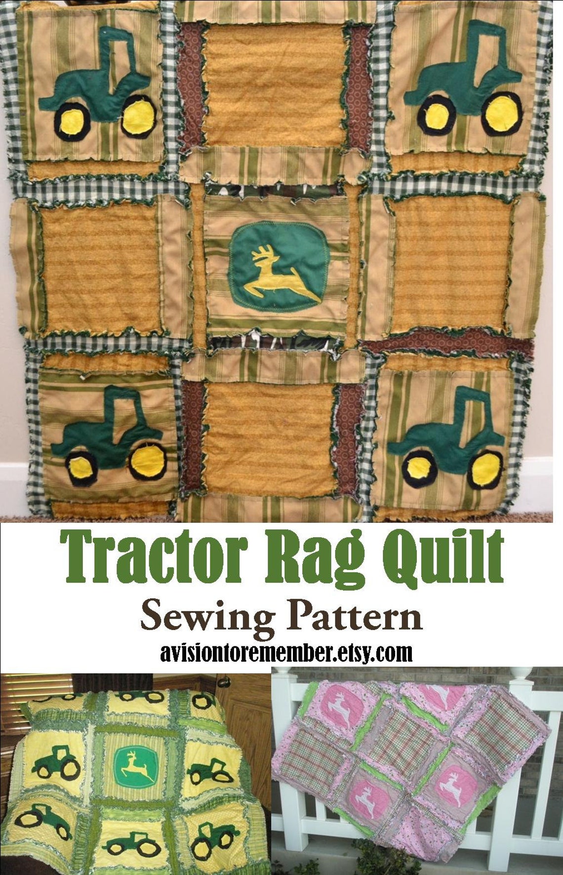 Tractor Applique Rag Quilt Pattern Baby Quilt Pattern Etsy