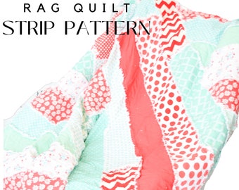 Strip Quilt Pattern Ebook PDF Quilt Patterns for Twin Size Quilt, Easy to Make Rag Quilt Pattern