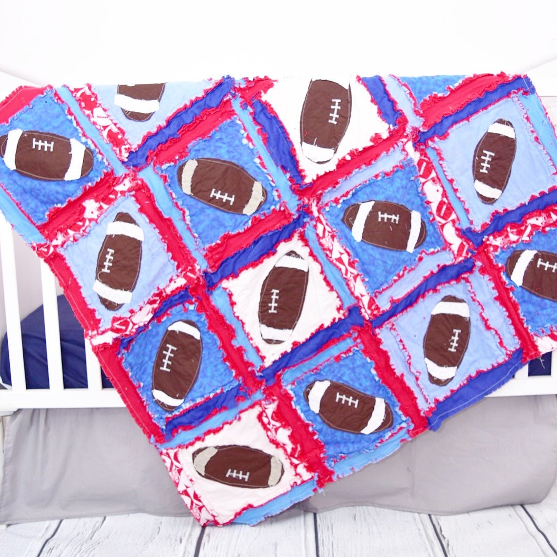 Football Rag Quilt Pattern Applique Baby Quilt Pattern Etsy