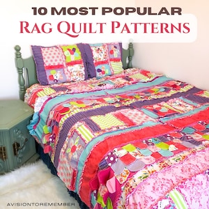 83-Page Rag Quilt Pattern Book PDF | 10 Easy Quilt Patterns for Beginners, How to Make Rag Quilts, DIY Quilting Tutorial Ebook | 50.00 Value
