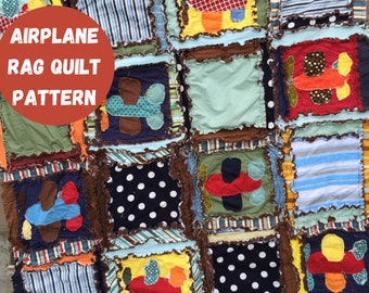 Airplane Baby Quilt Patterns, Applique Quilt Pattern, Rag Quilt Patterns Patchwork Quilt Patterns PDF for Baby's