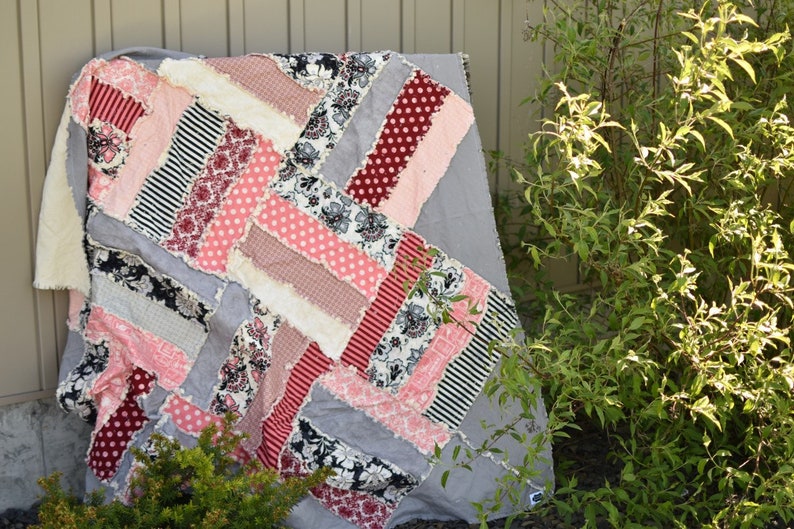 Rail Fence Rag Quilt Pattern for Throw Size Rag Quilt Can be Easily Made into Larger or Smaller Quilts image 2