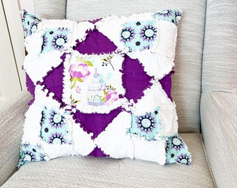 Hourglass and Squares Rag Quilt Pillow Sham Sewing Pattern for 20 Inch Pillow Form with Bonus Baby Quilt Instructions