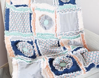 Flower Applique Rag Quilt Pattern PDF | Easy Baby Quilt Patterns for Beginners | DIY Sewing Tutorial | Simple Patchwork Download