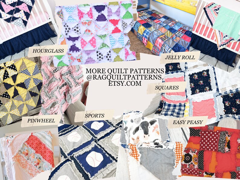 Car Seat Cover Baby Quilt Pattern PDF, Baby Rag Quilt Patchwork Quilt Pattern image 9