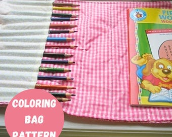 Coloring Book Bag Sewing Pattern, Stocking Stuffer Christmas Gift for Kids, Birthday Present