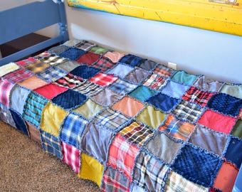 Rag Quilt Pattern Using 10 Inch Squares | Scrappy Flannel Sew Tutorial | PDF Ebook Easy Girl & Boy Bedding Bedspread | Simple Cuddle Ripped