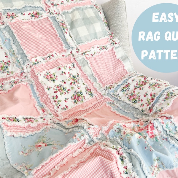 Modèle de courtepointe Easy Peasy Rag, modèle de courtepointe pour débutants pour couvertures d'enfants et de bébés