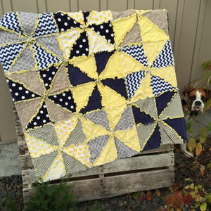 Pinwheel Rag Quilt Pattern PDF, Patchwork Quilt Pattern, Baby Rag Quilt