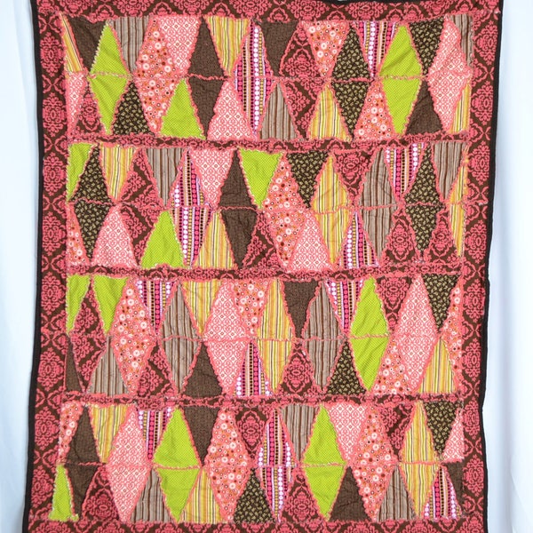 Triangle Rag Quilt Pattern, Twin Size Quilt Patterns PDF