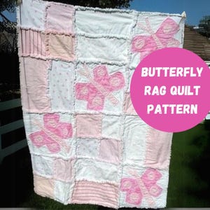 Butterfly Patchwork Quilt Pattern PDF, Easy Baby Quilt Rag Quilt Pattern