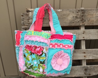 Diaper Bag Pattern, Flower Patchwork Bag Rag Quilt Pattern
