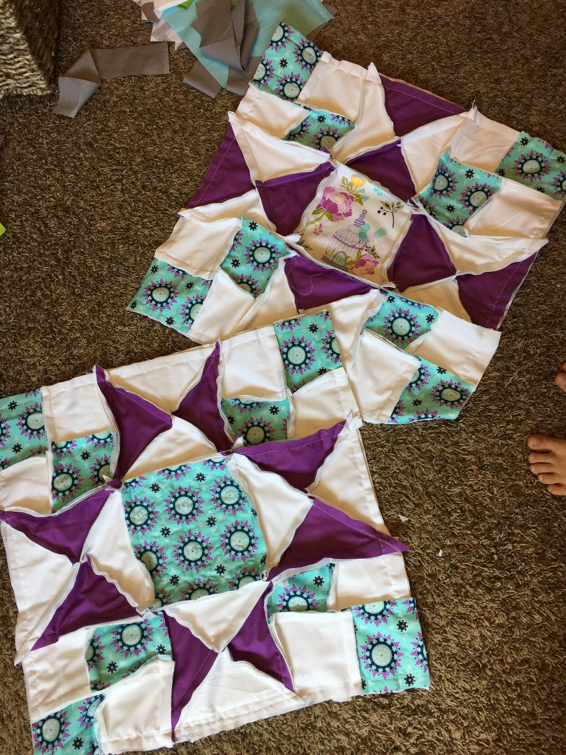 Hourglass and Squares Rag Quilt Pillow Sham Sewing Pattern for Etsy