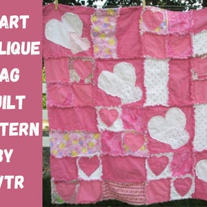 Heart Rag Quilt Pattern, Heart Quilt Pattern, Scrappy Quilt for Easy Baby or Larger Quilt