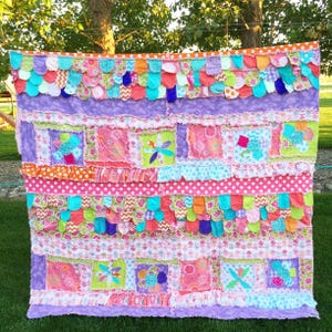 Sew Girly Rag Quilt Pattern, Modern Quilt Pattern, Applique Quilt Pattern,