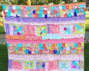 Sew Girly Rag Quilt Pattern, Modern Quilt Pattern, Applique Quilt Pattern,