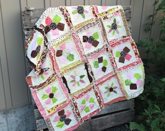Flower Baby Rag Quilt PDF Pattern, Easy Baby Quilt Patterns, Beginner Sewing Pattern, How to Make a Rag Quilt PDF, Simple Patchwork Tutorial