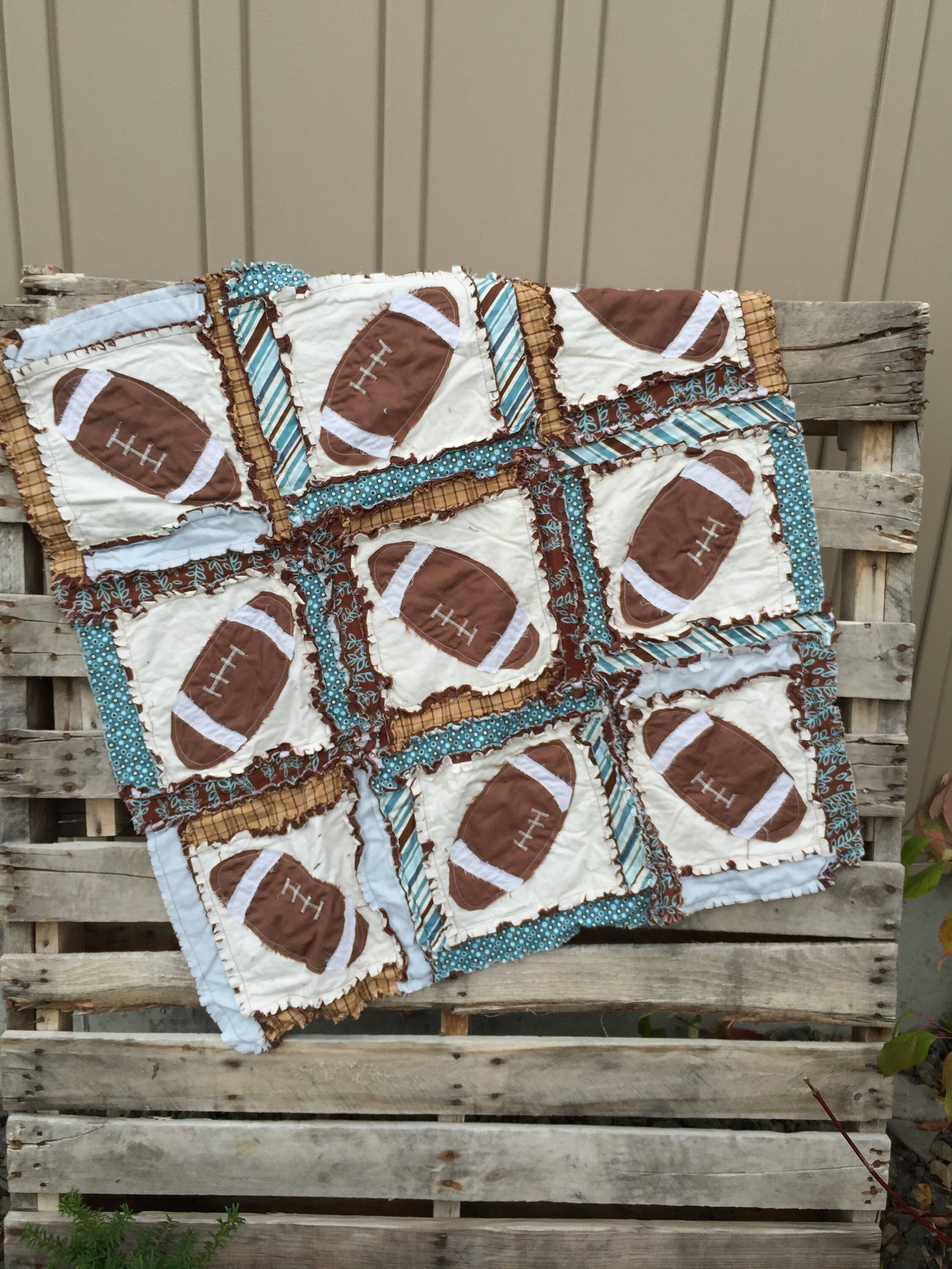 Football Rag Quilt Pattern Applique Baby Quilt Pattern Etsy