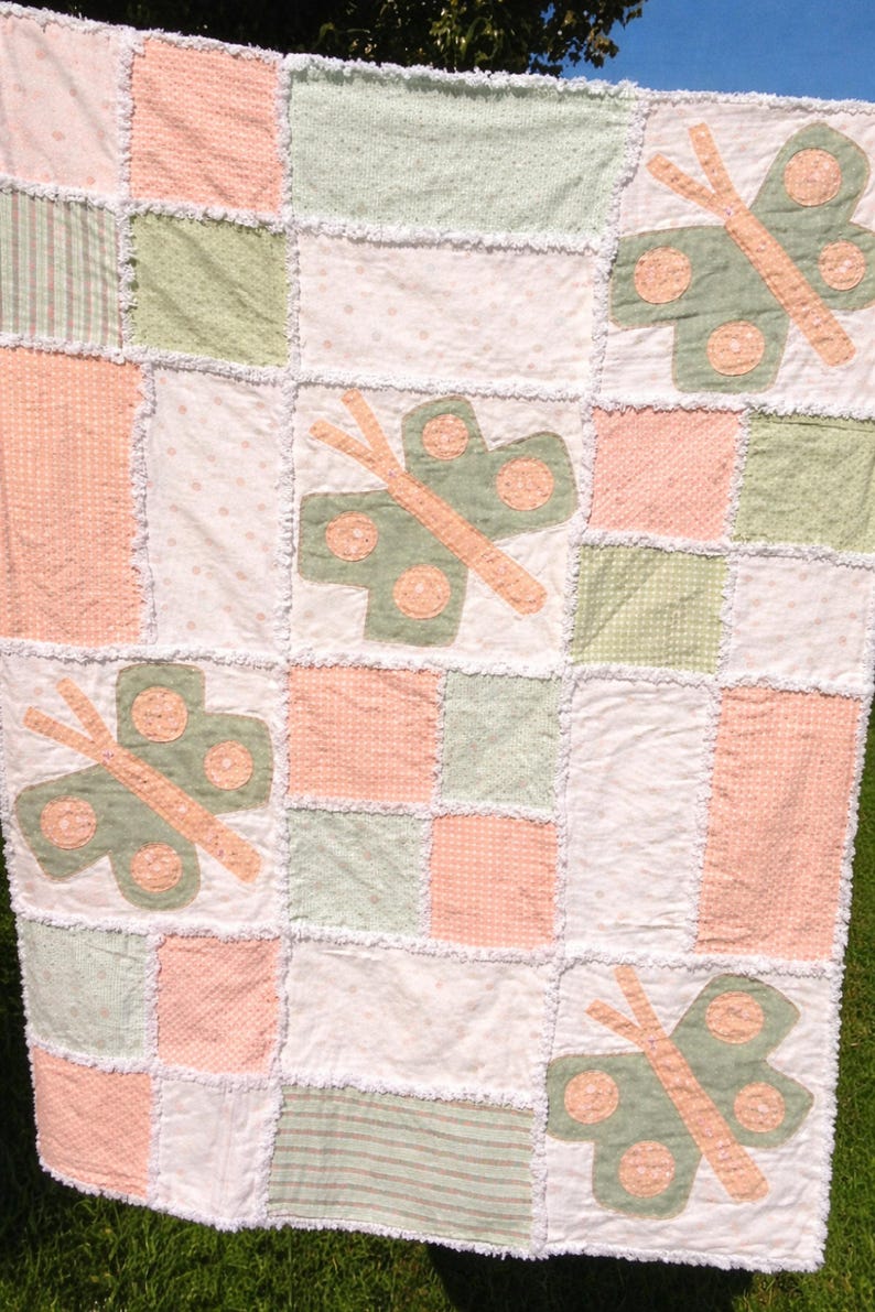 Butterfly Patchwork Quilt Pattern PDF | Easy Baby Quilt Rag Quilt ...
