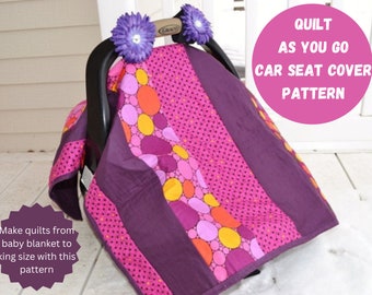 Strip Quilt Pattern, Quilt as you Go Car Seat Cover Baby Quilt Patterns, Quilt Patterns PDF