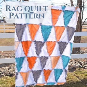 Patrón de colcha triangular de trapo (PDF) / Patrones fáciles de colchas para bebé, Tutorial de patchwork moderno, Patrón de costura para principiantes, Descarga instantánea