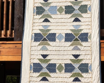 Southwest Rag Quilt Pattern | Strip Quilt Pattern Aztec Theme Twin, Throw Size PDF, Geometric Boho Rag Quilts Patchwork Cozy Décor