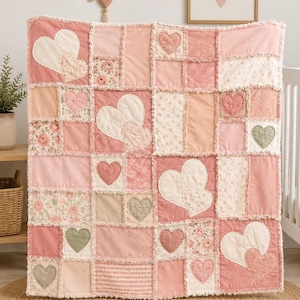 Heart Rag Quilt Pattern, Easy Baby or Applique Throw Quilt (PDF)