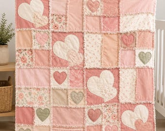 Heart Rag Quilt Pattern, Easy Baby or Applique Throw Quilt (PDF)