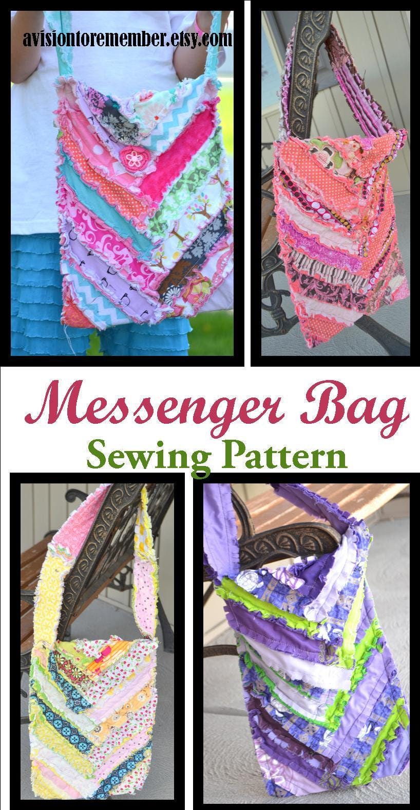 Herringbone Tote Bag Rag Quilt Pattern, Messenger Bag Pattern, A Vision to Remember